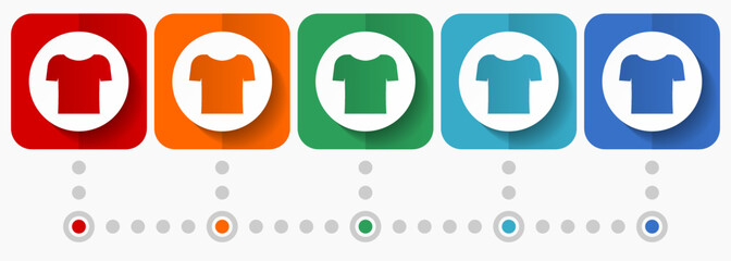 Aufkleber - Shirt vector icons, infographic template, set of flat design fashion symbols