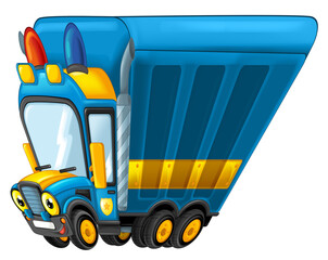 Wall Mural - Cartoon funny cartoon police truck isolated illustration for children