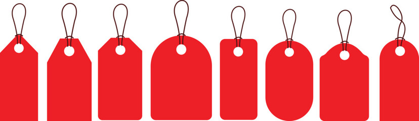 set of sale tags and labels. price tag collection. vector hanging red sales tags with optional trans