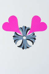 Wall Mural - decorative rosettes and hot pink hearts on blank paper