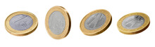 Set With Euro Coins On White Background. Banner Design
