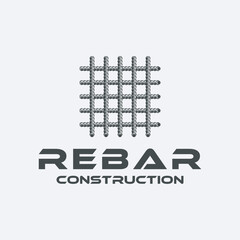 Wall Mural - rebar concrete construction logo design vector for business real estate, buildings, fence and roads