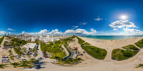 Sticker - Aerial 360 equirectangular photo Miami Beach Ocean Drive
