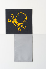 Wall Mural - vinyl skull and crossbones with gray paper and envelope 