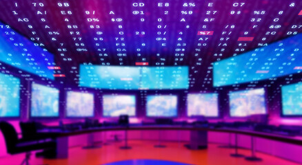 Leinwandbilder - Monitor room and digital data concept.