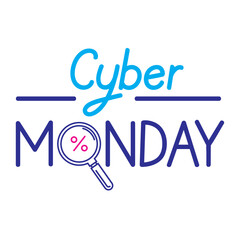 Wall Mural - magnifying with cyber monday