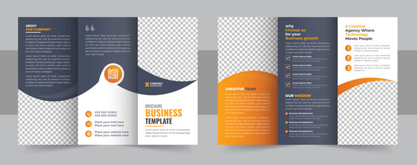 Wall Mural - corporate business trifold brochure template, creative or professional tri fold brochure vector desi