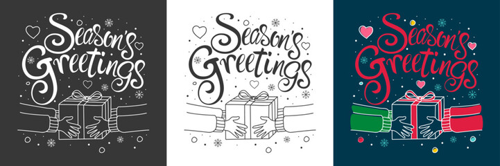 Wall Mural - seasons greetings text decoration