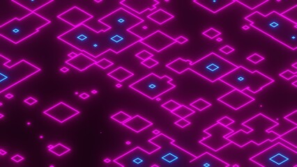 Wall Mural - 3d illustration of blue and pink color neon light effect created with random shapes with lines. beau