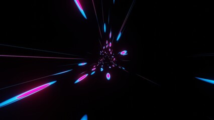 Wall Mural - 3d illustration of colorful light trailing effect inside a rectangular tunnel. beautiful seamless lo