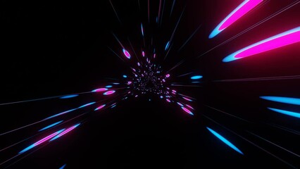 Wall Mural - 4k video of colorful light trailing effect inside a rectangular tunnel. beautiful seamless loop anim