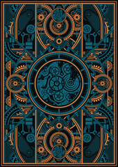 Steampunk Retro Vector Poster Template Vector EPS