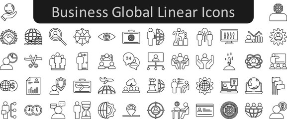 Fototapete - Business global linear icons set. Web icon set. Website set icon vector
