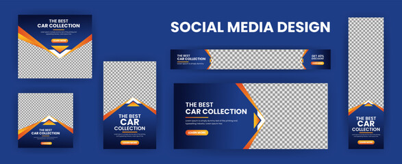 Wall Mural - Car rental banner web template bundle design, Social Media Cover ads banner,Horizontal header web template.