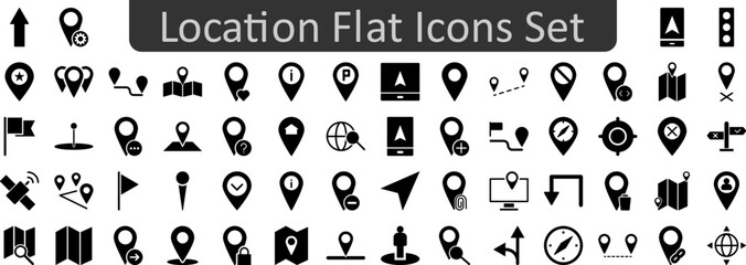 Poster - Location flat icons set. Web icon set. Website set icon vector