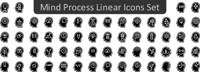 Poster - Mind process linear icons set. Web icon set. Website set icon vector