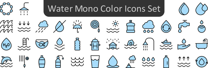 Poster - Water mono color icons set. Web icon set. Website set icon vector