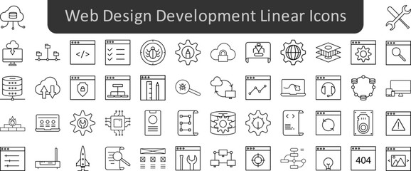 Fototapete - Web design development linear icons set. Web icon set. Website set icon vector