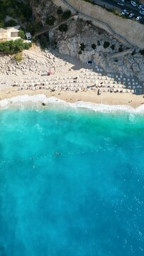 Kaputas Beach Drone View, Kaş, Kalkan, Antalya, Turkey. September 2022