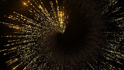 Fototapete - Beautiful 3d render of gold glow particles.  Loopable rich animation.
