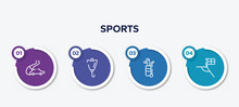 Infographic Element Template With Sports Outline Icons Such As Drifting, Lift Bag, Golf Caddy, Football Flag Vector.