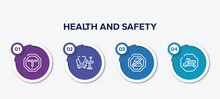 Infographic Element Template With Health And Safety Outline Icons Such As Intersecting, Lounge, No Pooping, Heavy Hinery Vector.