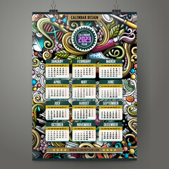 Wall Mural - cartoon doodles science 2023 year calendar