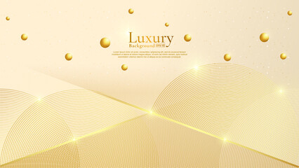 Wall Mural - Golden Geometric Line Motifs Paired with an Elegant Abstract Background. Luxury Background. vector eps 10