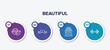 © VectorStockDesign - infographic element template with beautiful outline icons such as face cream, big mustache, parfume bottle, weightlift vector.