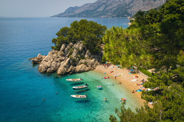 Wall Mural - Spectacular view with fantastic beach in Dalmatia, Brela, Croatia