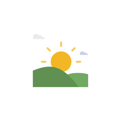 Wall Mural - sunrise icon designed in colored flat style in weather icon theme