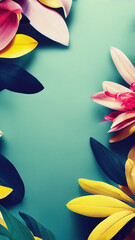 Poster - Tropical Mockup background. Leaves and flowers.