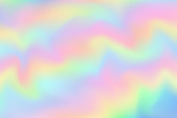 Wall Mural - Rainbow mesh gradient background. Color blurred waves. Abstract holographic texture. Unicorn pastel wallpaper. Vector illustration.