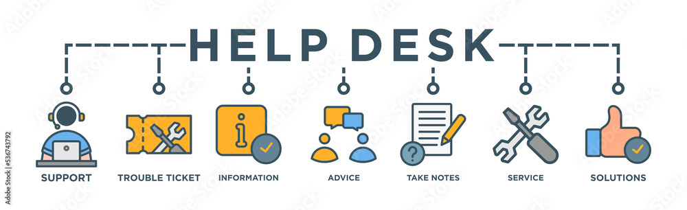 Help desk banner web icon vector illustration concept with icon of ...