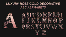 Luxury Decorative Metallic Rose Gold Letters Abc Alphabets Monogram Logo Design Templates