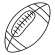 Rugby ball. Sport equipment line sketch. Hand drawn doodle outline icon. Black and white freehand fitness illustration