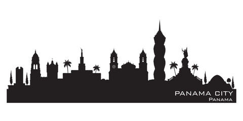 Fototapete - Panama city skyline vector silhouette