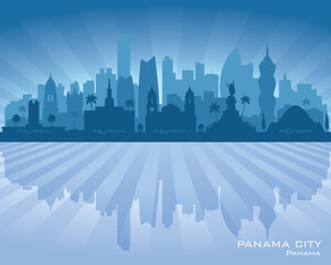 Wall Mural - Panama city skyline vector silhouette