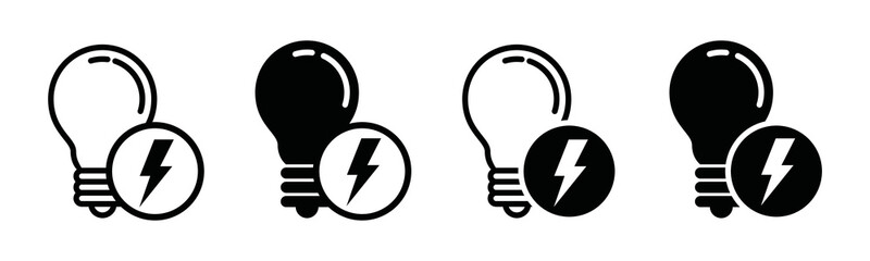 Canvas Print - Energy saving lamp icon vector. Light bulb with lightning sign. Eco-friendly lamp symbol illustration