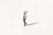© fran_kie - Illustration of black and white man with head in the cloud walking, surreal minimal concept