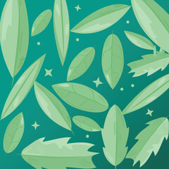 Wall Mural - Green leaves pattern background vector illustration.