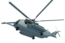 Military Transport Helicopter 3D Rendering On White Background