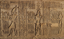 Pharaonic Carvings And Hieroglyphics At Kom Ombo Temple, Aswan, Egypt 