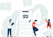 © LadadikArt - Government online voting concept. People vote with gadget, smartphones and notebook. Students survey or elections, electronic political recent vector concept