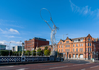 Sticker - view of the Beacon of Hope or Nuala with the Hula statue in downtown Belfast