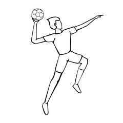 Canvas Print - Vector illustration of hand drawn handball player in action. Sports concept