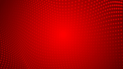 Poster - Abstract dot pattern red wave light gradient texture technology background.