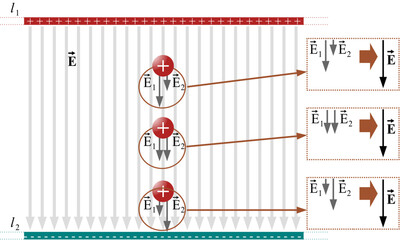 Fototapete - uniformity of the electric field between two oppositely charged infinite sheets