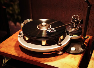 High end turntable in the low light room