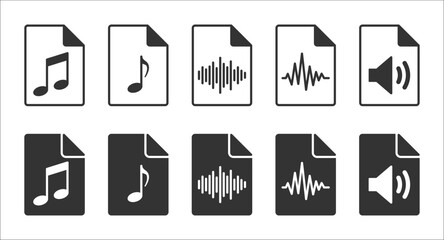 Audio file icon set. Sound file icon. Vector illustration.